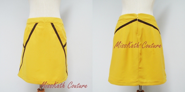 ˹-ѧ Mini A-Line Skirt - Mustard with Brown Strip