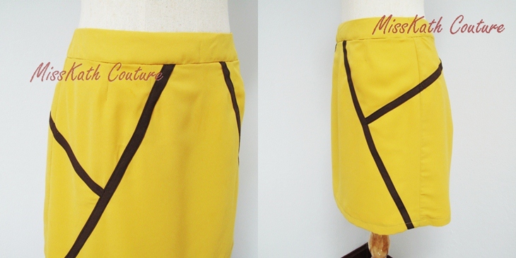 ҹҧ Mini A-Line Skirt - Mustard with Brown Strip